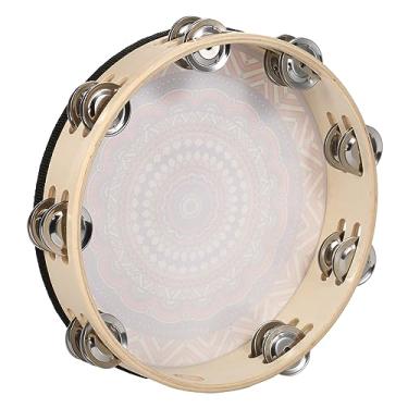 Imagem de Tambor Manual de Pandeiro de Madeira de 8 Polegadas, Tambor de Mão, Dupla 12pcs Cymbals de Metal Jingles, Instrumento de Percussão Portátil, para Crianças Adultos, Festas (10