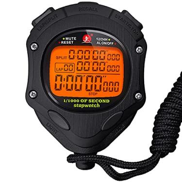 Imagem de Cronômetro digital com luz traseira, cronômetro, cronômetro de 0,001 segundo, memória de 100 voltas, despertador grande para competição de treinador, esportes, natação, corrida, maratona (100 voltas