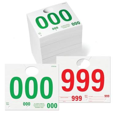 Imagem de Etiquetas de serviço de carro 000-999 | Números de despacho de serviço, revendedor de automóveis, etiquetas de pendurar espelho, com etiquetas de chave numeradas, 1000 quilates