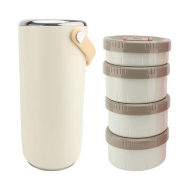 Imagem de Pote se Comida com Isolamento a Vácuo, 3,4 L Aço Inoxidável Boca Larga Portátil Selado à Prova de Vazamento Lancheira Quente, Recipiente para Comida Quente para Trabalhar (Branco)