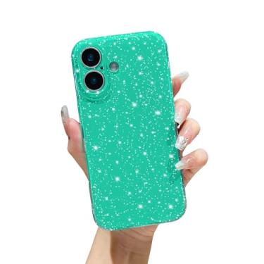 Imagem de FABSPARK Capa para iPhone 16e, capa feminina brilhante super fofa e vibrante, proteção fina à prova de choque para iPhone 16e 6,1 polegadas, verde menta