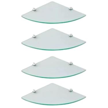 Imagem de Prateleiras de Vidro Cantoneira para Banheiro, 29cm, Kit com 4 Peças, Transparente