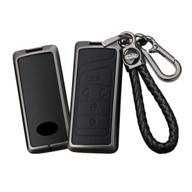 Imagem de HIBEYO Capa de chaveiro inteligente compatível com GAC Energy Trumpchi GA6 GM6 Aion S V Y LX GS7 GS8 GS5 GM8 GS4 GS3 Gs7 GS8 M8 GS5 Acessórios de couro e liga com chaveiro de couro-B tipo preto