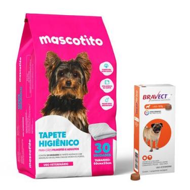 Imagem de Antipulgas e Carrapatos Bravecto 4,5 a 10kg + Tapete Higiênico Mascoti