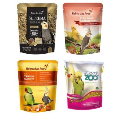 Imagem de Kit Suprema Calopsita Selecta Grãos + Extra Gold Frutas + Farinhada R.