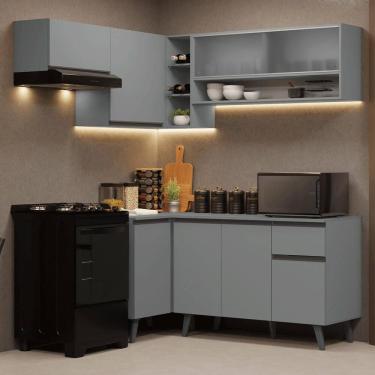 Imagem de Armário de Cozinha Completa de Canto 325cm Cinza Nice Madesa 03