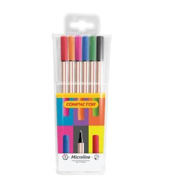 Imagem de Caneta com Ponta porosa microline carteira com 6 cores compactor 27580