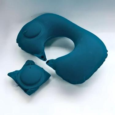 Imagem de Travesseiro Almofada De Pescoço Inflável E Portátil Verde