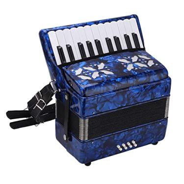 Imagem de Acordeão 22 Keys 8 Bass Premium Cellulóide Musical Instrument Toy para Performance Doméstico e Palco, Eleg Design Em K e (Azul) (Verde) (Azul escuro)