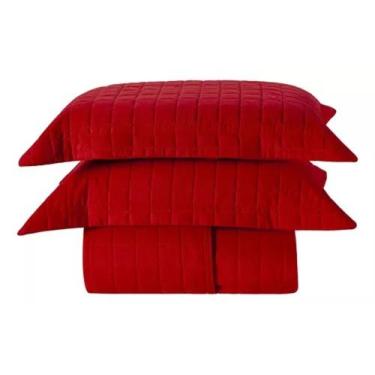 Imagem de Cobre Leito Colcha King 3 Pçs MicroPercal 300 Fios Basic Vermelho - Ed