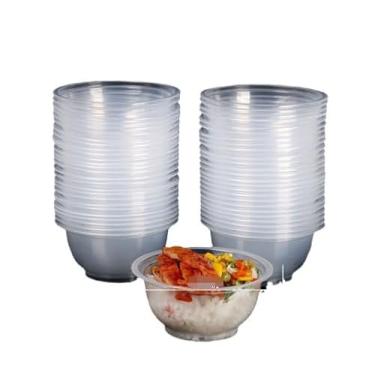 Imagem de ASEANAO Tigela descartável engrossada doméstica de grau alimentício fast food embalagem para viagem tigela redonda de plástico tigela de sopa talheres