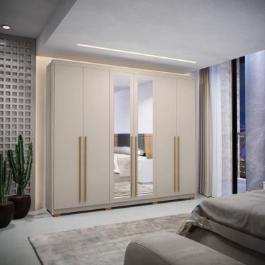 Imagem de Guarda Roupa Com Espelho Dubai Majestic 6 Portas e 6 Gavetas Fendii - Vila Rica Móveis