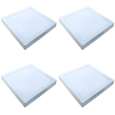 Imagem de Kit 4x Painel Plafon Sobrepor Alumínio Quadrado LED 18W 20x20 Bivolt Branco Frio