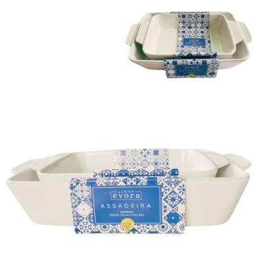 Imagem de Assadeiras e Travessas Porcelana Branca 2pçs 2,5lts e1,5lts
