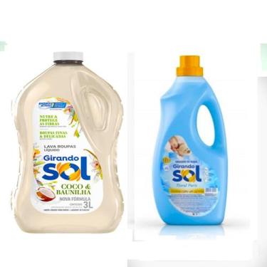 Imagem de Kit Lava Roupas 3 Litros Coco e Baunilha + Amaciante Girando Sol 2 Lt 