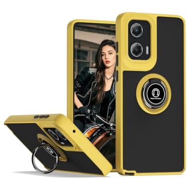 Imagem de Ysnzaq Capa de telefone para Motorola Moto G35, proteção à prova de choque de grau militar, com suporte de anel para Moto G35. QY amarelo