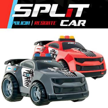 Imagem de kit 2 Carrinhos Policia e Bombeiro Resgate 17cm Meninos Split Car - BS