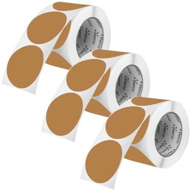 Imagem de Perco Kraft Brown Etiquetas adesivas redondas de 7,6 cm - Pacote com vários rolos (3 rolos, 500 etiquetas cada) - Adesivo permanente, natural, superfície semelhante a papelão - Perfurado para fácil