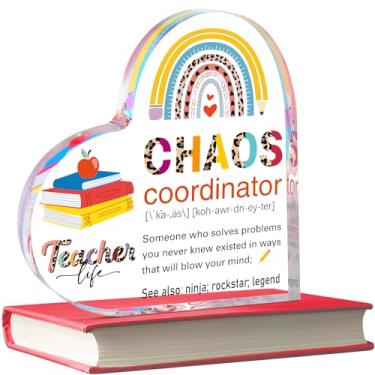 Imagem de Yookeer Presentes de agradecimento ao professor - Peso de papel de cristal em forma de coração de 10 cm - Coordenador de caos, presente significativo para professores para homens e mulheres, lembrança