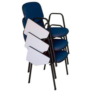 Imagem de 03 Cadeiras Escolar Universitária Linha Hotel Auditório Azul