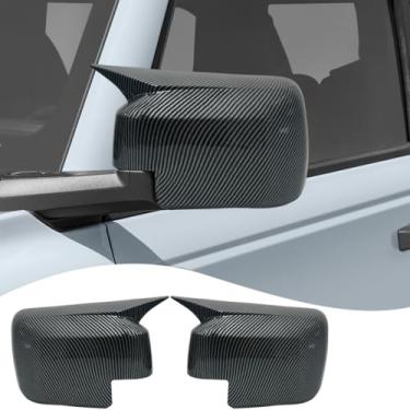 Imagem de MUXEE Capa de espelho lateral, para Ford Bronco 2020-2025, conjuntos de capas de caixa de seta com buzina, acessórios de carro - Fibra de carbono (sem recorte de seta)