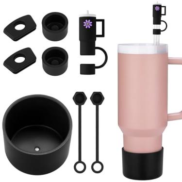 Imagem de NiHome Kit de acessórios adequado para Stanley Quencher Tumbler 1,134 g, plugues de silicone à prova de vazamento, capa de tampas de palha, protetor inferior/botas protetoras, seguro para lava-louças,