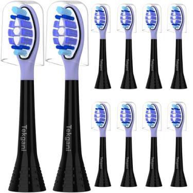 Imagem de Tekgani Cabeças de substituição de escova de dentes compatíveis com alças de escova de dentes Philips Sonicare Click-On, para HX9054 W3 4100 5100 6100 7500 C1 C2 C3 refil de cabeça de escova de dentes