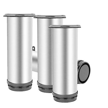 Imagem de Pacote com 4 pernas de móveis, pernas de sofá, pernas de armário de cozinha, altura ajustável, pés de móveis com almofada de borracha protetora para armário, sofá, sofá, sofá, 80 mm (3,15 pol.) ()