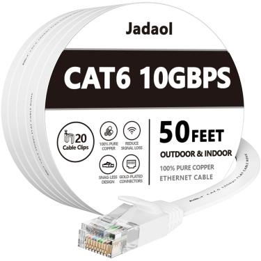 Imagem de Cabo Ethernet Jadaol Cat 6 15m externo e interno de 10 Gbps branco