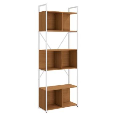Imagem de Estante para Livros Dili Canela/Branco Brilho - Kappesberg, Marrom, Mo