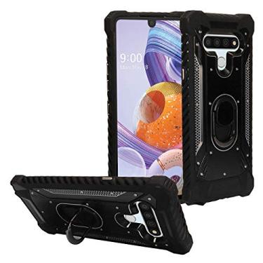 Imagem de CELZEN - Para LG Stylo 6 LM-Q730 (2020) - Capa de telefone híbrida de metal de alumínio com suporte - ZY0 preta