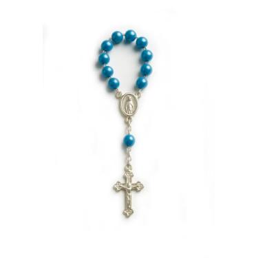 Imagem de Kit 10 unidades Mini Terço Tercinho Dezena para Lembrancinhas Batismo Eucaristia Casamento (AZUL)