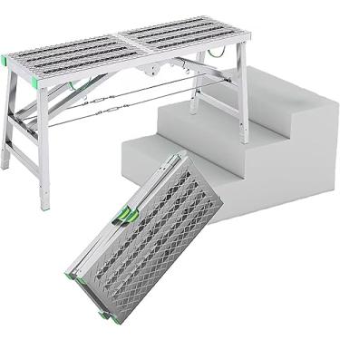 Imagem de WYUYIWH Andaime de plataforma de trabalho multiuso com altura ajustável 39,9 cm de largura andaime dobrável para uso doméstico