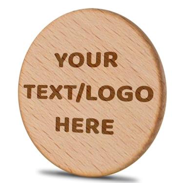 Imagem de Qansean 30-1000 peças de madeira personalizadas Tokens de bebida personalizados de 1,5 polegadas, logotipo/texto/imagem gravado a laser, para promoções de bar, casamentos, festas, eventos corporativos