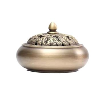 Imagem de FTOQWZXV Queimador de incensário de cascata retrô de metal queimador de incenso doméstico interno queimador de incenso de estudo de placa de sândalo queimador de incenso de cerâmica (B)