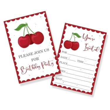 Imagem de Halodete Cartões de convite de cereja, suprimentos de cartões de convite de festa de aniversário de meninas, convites de enchimento, cartões de casamento de chá de bebê, decorações de festa de