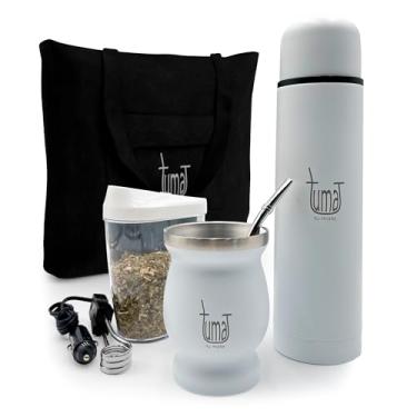 Imagem de TUMA TU MATE Kit Completo De Erva-Mate - Inclui Copo Para Mate, Canudo (Bombilla), Garrafa Térmica De 750 Ml, Bolsa E Dois Brindes (Recipiente Para Erva-Mate E Aquecedor De Imersão Para Carro) - Con