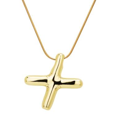 Imagem de Mikovivi Colar com letras douradas, banhado a ouro de cobre, colar com pingente de alfabeto de osso de cobra, joias, decoração, aniversário, festivais, presentes para mulheres e meninas, Medium,