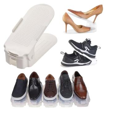 Imagem de Kit 10 Organizadores de sapato, saltos e tênis com regulagem de altura - Branco