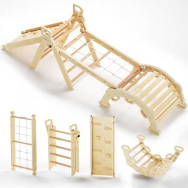 Imagem de Conjunto de escalada BlueWood 2025 8 em 1 Pikler Triangle para criança