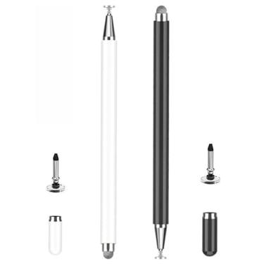 Imagem de Caneta Stylus para Samsung Galaxy Tab A7/A8/A8plus/A9/A9Plus, compatível com iPad/tablet Android, todos os dispositivos sensíveis ao toque, caneta S universal de alta sensibilidade (branca + preta)