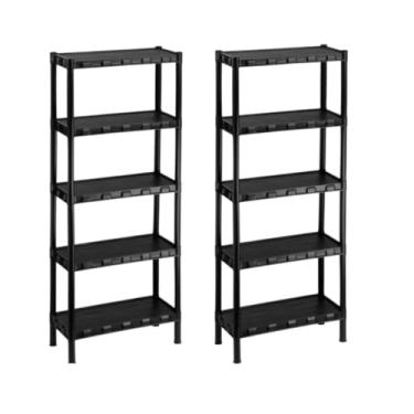 Imagem de Kit 2 Estante Plástica Preta 5 Prateleiras Modular(preto)