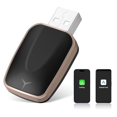 Imagem de LEXXSON Mini adaptador CarPlay sem fio para iPhone, 2 em 1 CarPlay e adaptador automotivo sem fio Android para carros, com fio para sem fio, Plug & Play, conexão rápida para Android 11+ e CarPlay iOS