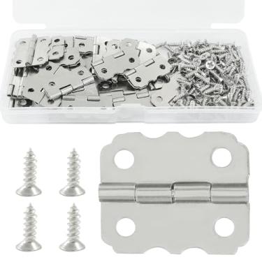 Imagem de LifCratms 30 peças pequenas dobradiças decorativas, mini dobradiças para artesanato, caixas de joias, armários, caixas pequenas de vários tipos (prata)