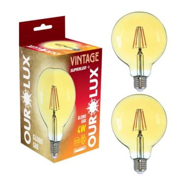 Imagem de Kit 2 Lâmpada Filamento Led G80 Vintage Âmbar Branco Quente