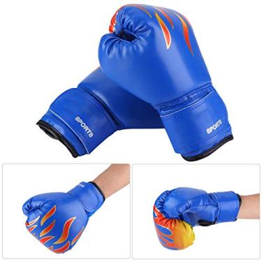 Imagem de Luvas Tailandesas Infantis, 3 Coloras Lutando contra Luvas de Kickboxing Muay Thai Sparring, Luvas de Boxe PU por 3-12 Anos Com Estofamento Robusto e Design (Luvas azuis Coração