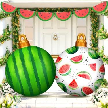 Imagem de Jetec 2 bolas infláveis de PVC para decoração de festa de Natal em julho, bolas infláveis de 61 cm, bolas de enfeite para pendurar no ar livre, árvore, gramado, piscina, festa de natação