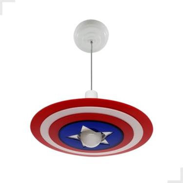 Imagem de Lustre Pendente Infantil Capitao America Heroi Menino/a Kid Cor Vermelho 110V/220V