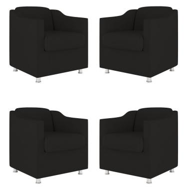 Imagem de Kit 04 Poltronas Decorativas Sala De Espera Clinica Suede Cor:preto