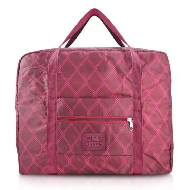 Imagem de Bolsa De Viagem Dobrável Retangular Estampa Listrada Jacki Design Vermelho Escuro